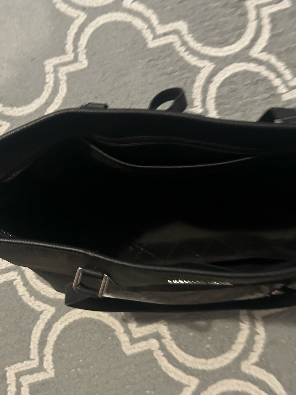 Michael Kors Black MK Monogram Tote with Silver Logo - Picture 12 of 13